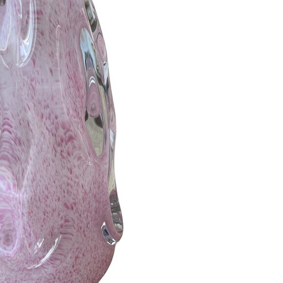 Hand Blown Solid Art Glass CHRISTMAS TREE 11in Pastel Pink & White Swirl New - Picture 6 of 11